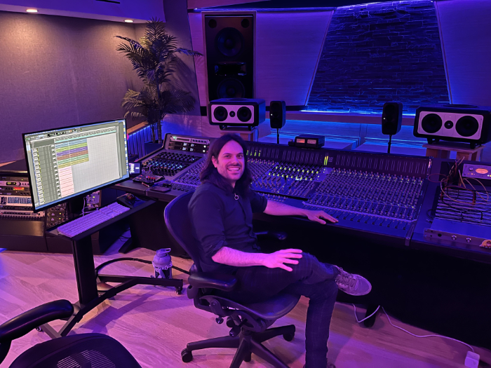 Hassan in recording studio